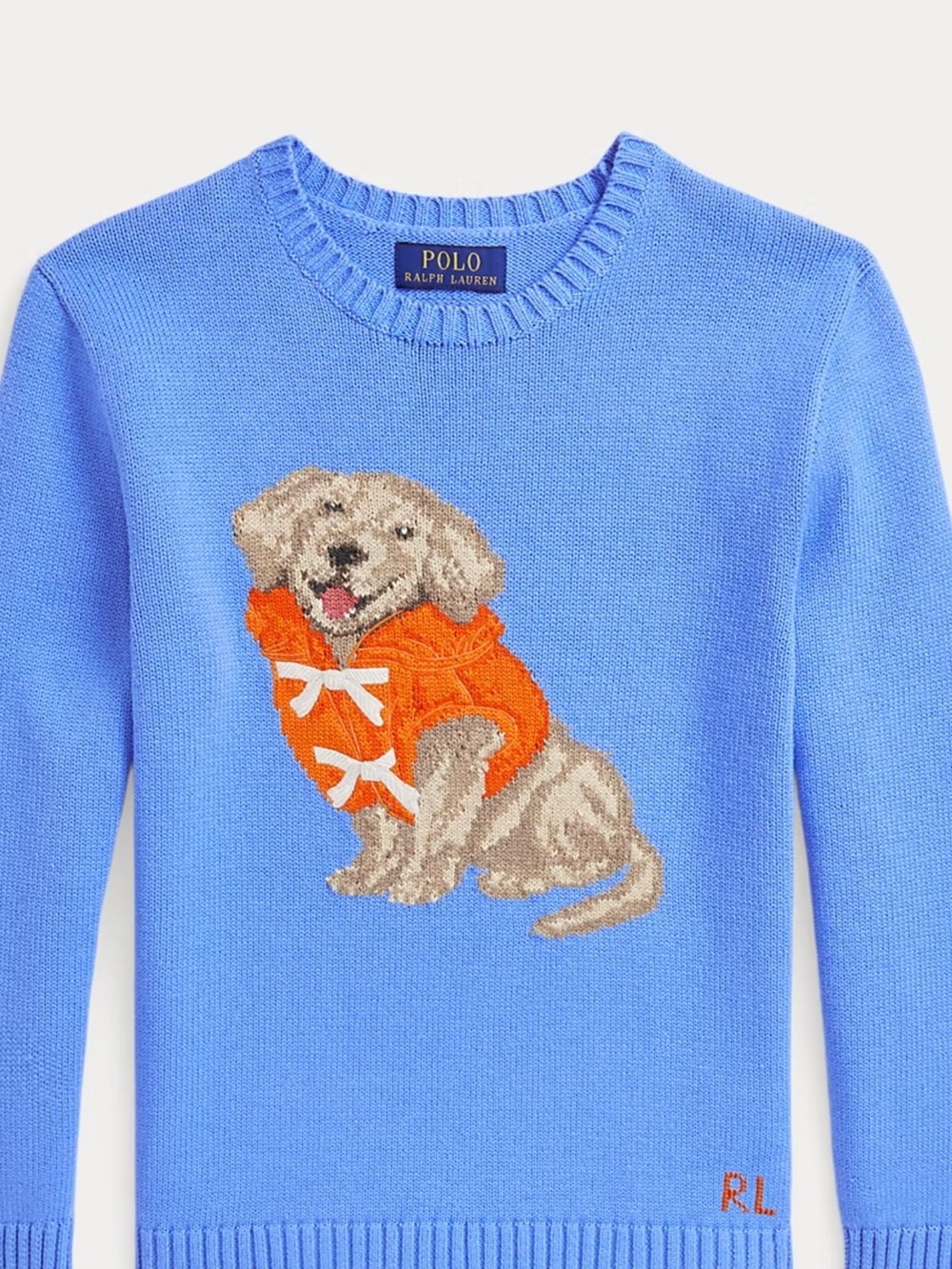 Polo by Ralph Lauren Light Blue Sweater with Dog Intarsia